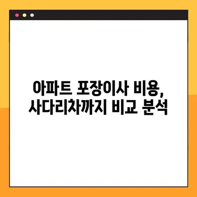 아파트 포장이사 비용, 사다리차 비용까지 한눈에 비교 분석 | 이사 비용 절약 팁, 업체 추천