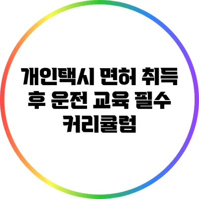 개인택시 면허 취득 후 운전 교육 필수 커리큘럼