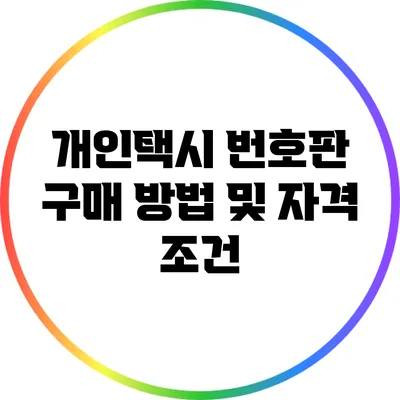 개인택시 번호판 구매 방법 및 자격 조건