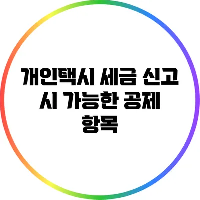 개인택시 세금 신고 시 가능한 공제 항목