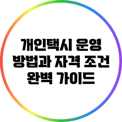 개인택시 운영 방법과 자격 조건 완벽 가이드