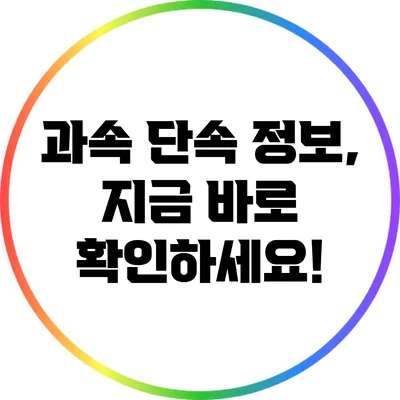 과속 단속 정보, 지금 바로 확인하세요!