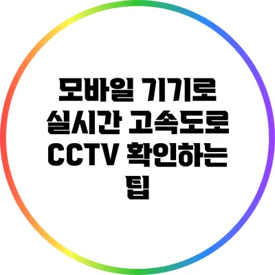 모바일 기기로 실시간 고속도로 CCTV 확인하는 팁