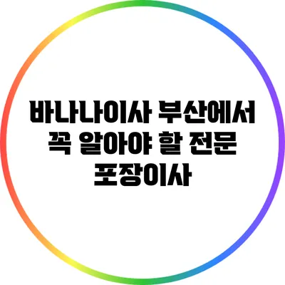 바나나이사: 부산에서 꼭 알아야 할 전문 포장이사