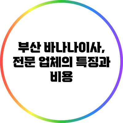 부산 바나나이사, 전문 업체의 특징과 비용