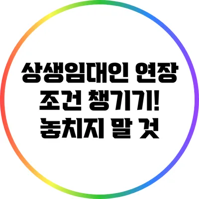 상생임대인 연장 조건 챙기기! 놓치지 말 것