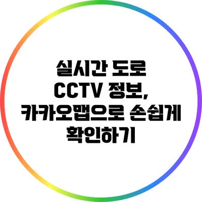 실시간 도로 CCTV 정보, 카카오맵으로 손쉽게 확인하기
