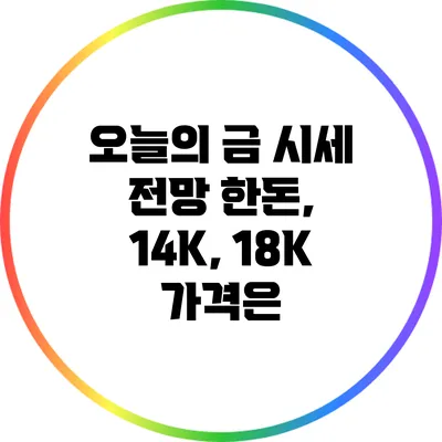 오늘의 금 시세 전망: 한돈, 14K, 18K 가격은?