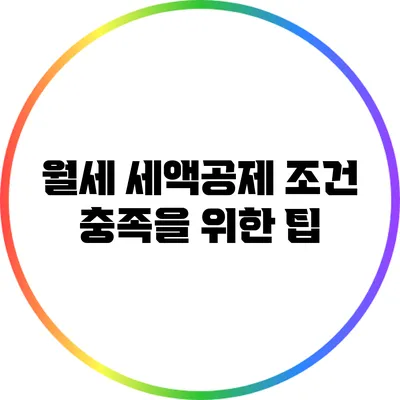 월세 세액공제 조건 충족을 위한 팁