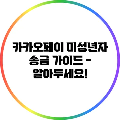 카카오페이 미성년자 송금 가이드 - 알아두세요!