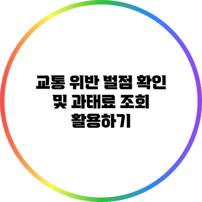 교통 위반 벌점 확인 및 과태료 조회 활용하기
