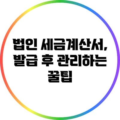 법인 세금계산서, 발급 후 관리하는 꿀팁