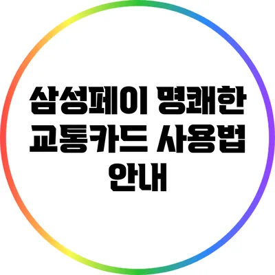 삼성페이 명쾌한 교통카드 사용법 안내