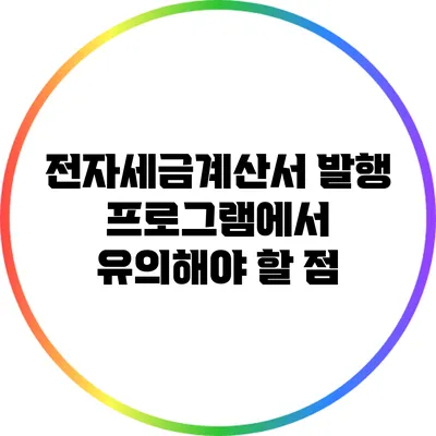전자세금계산서 발행 프로그램에서 유의해야 할 점