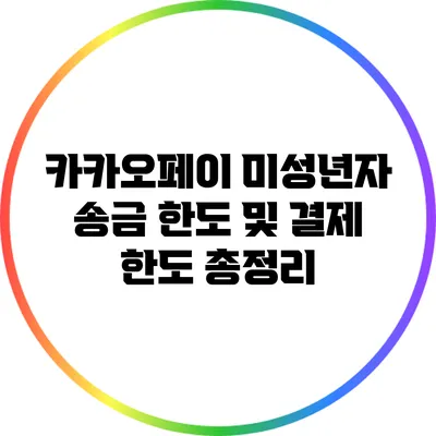 카카오페이 미성년자 송금 한도 및 결제 한도 총정리