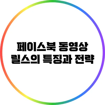 페이스북 동영상 릴스의 특징과 전략
