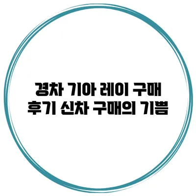 경차 기아 레이 구매 후기 신차 구매의 기쁨