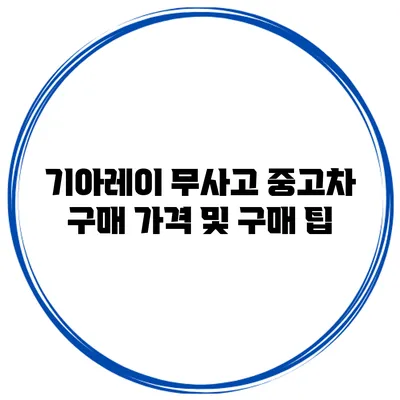기아레이 무사고 중고차 구매 가격 및 구매 팁
