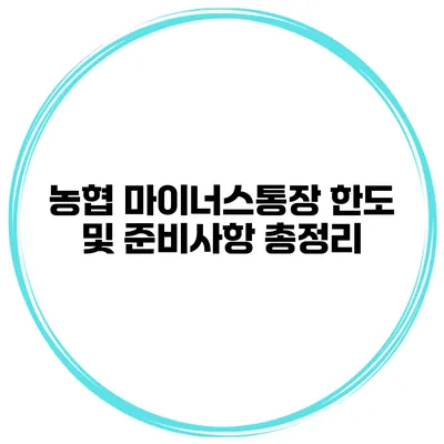 농협 마이너스통장 한도 및 준비사항 총정리