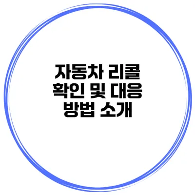 자동차 리콜 확인 및 대응 방법 소개