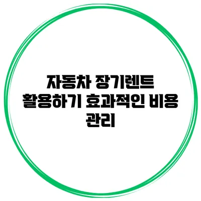 자동차 장기렌트 활용하기 효과적인 비용 관리