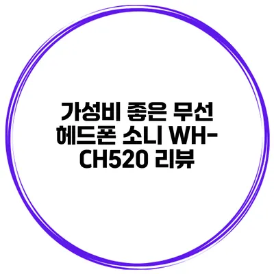 가성비 좋은 무선 헤드폰 소니 WH-CH520 리뷰