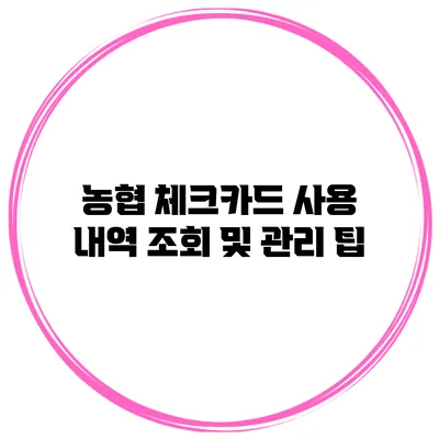 농협 체크카드 사용 내역 조회 및 관리 팁