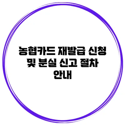 농협카드 재발급 신청 및 분실 신고 절차 안내