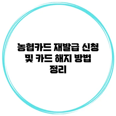 농협카드 재발급 신청 및 카드 해지 방법 정리