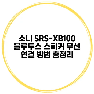 소니 SRS-XB100 블루투스 스피커 무선 연결 방법 총정리
