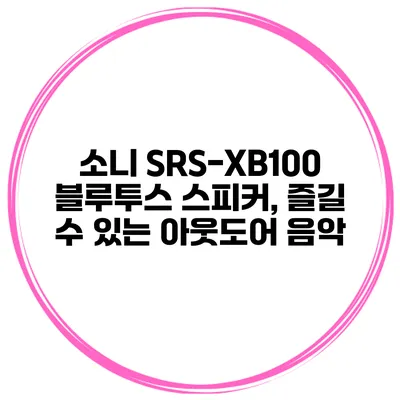 소니 SRS-XB100 블루투스 스피커, 즐길 수 있는 아웃도어 음악