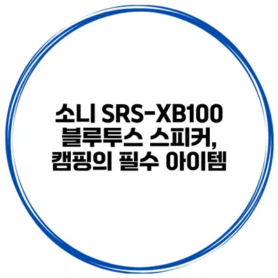 소니 SRS-XB100 블루투스 스피커, 캠핑의 필수 아이템