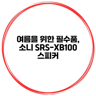 여름을 위한 필수품, 소니 SRS-XB100 스피커