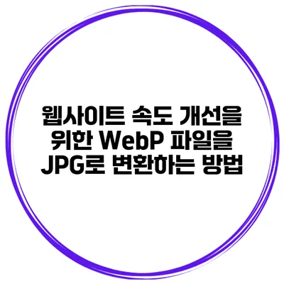 웹사이트 속도 개선을 위한 WebP 파일을 JPG로 변환하는 방법