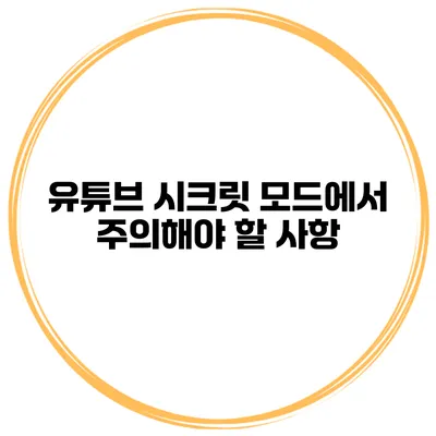 유튜브 시크릿 모드에서 주의해야 할 사항
