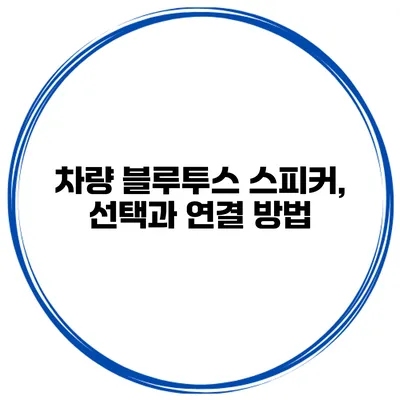 차량 블루투스 스피커, 선택과 연결 방법