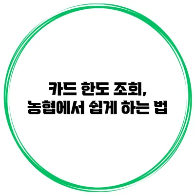카드 한도 조회, 농협에서 쉽게 하는 법